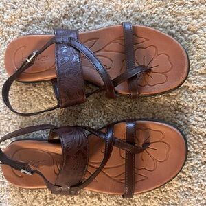 b.o.c. Dark Brown Leather Sandals